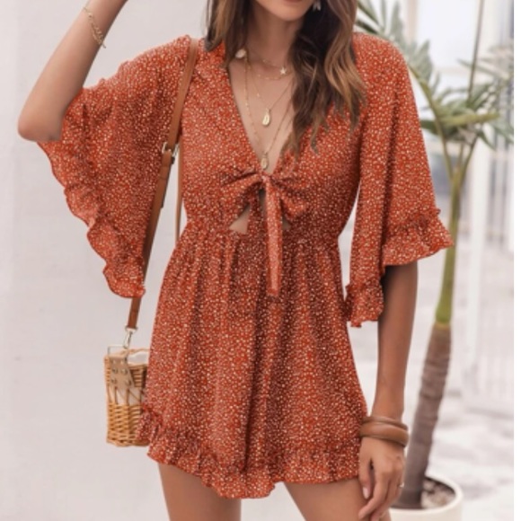 Boho knot front romper - Picture 3 of 10